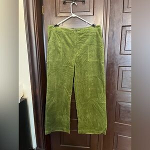 Lucy & Yak: Delores Wide Leg Corduroy Trousers in Pesto Green